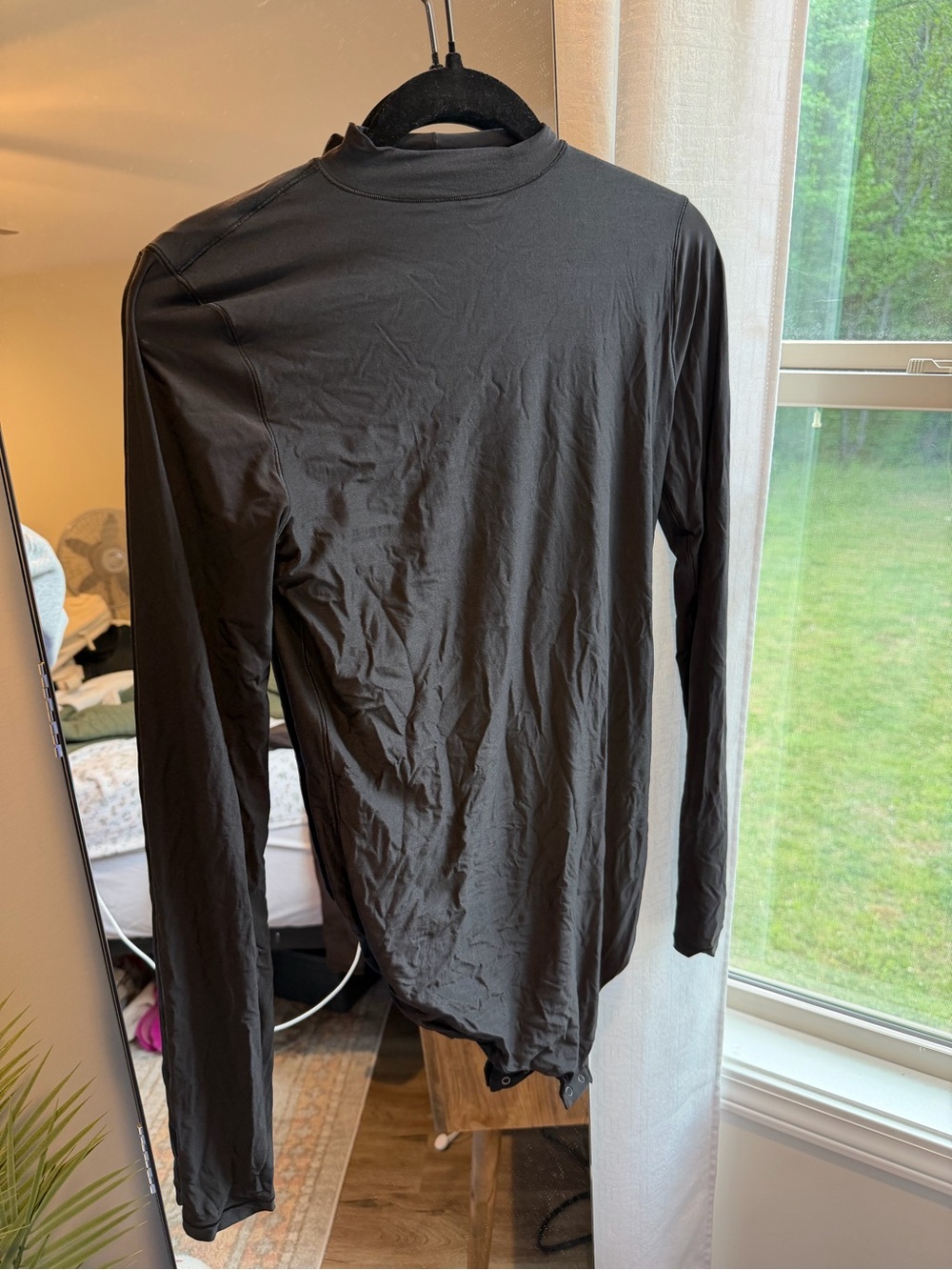 aerie Black Long-Sleeve Mock Neck Bodysuit